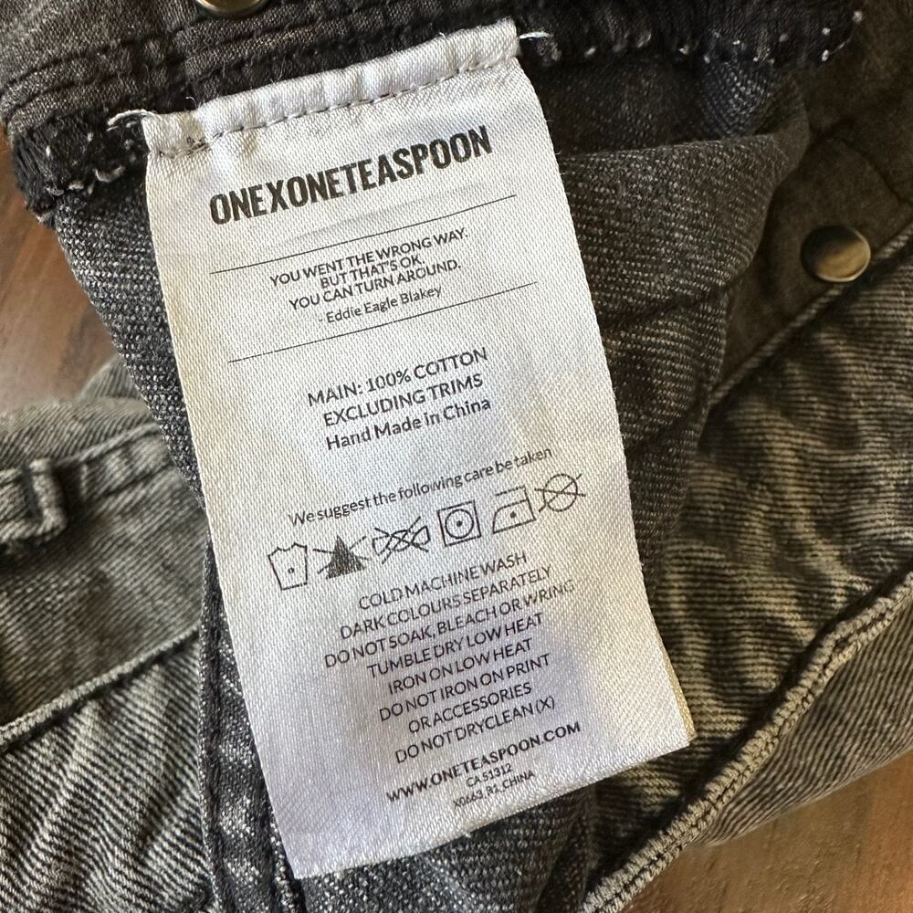 One Teaspoon Grey Acid Wash High-Rise Cutoff Jean Shorts - Picture 10 of 12